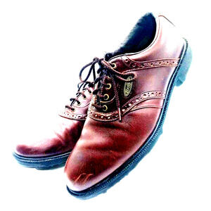 Footjoy Comfort Leather Golf Shoes Men's 8 Medium 57778 Soft Spikes Brown